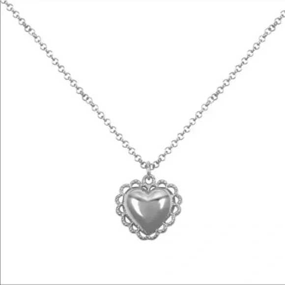 925 STERLING SILVER LACE HEART NECKLACE, NICE NECKLACE, CUTE NECKLACE - Picture 6 of 6